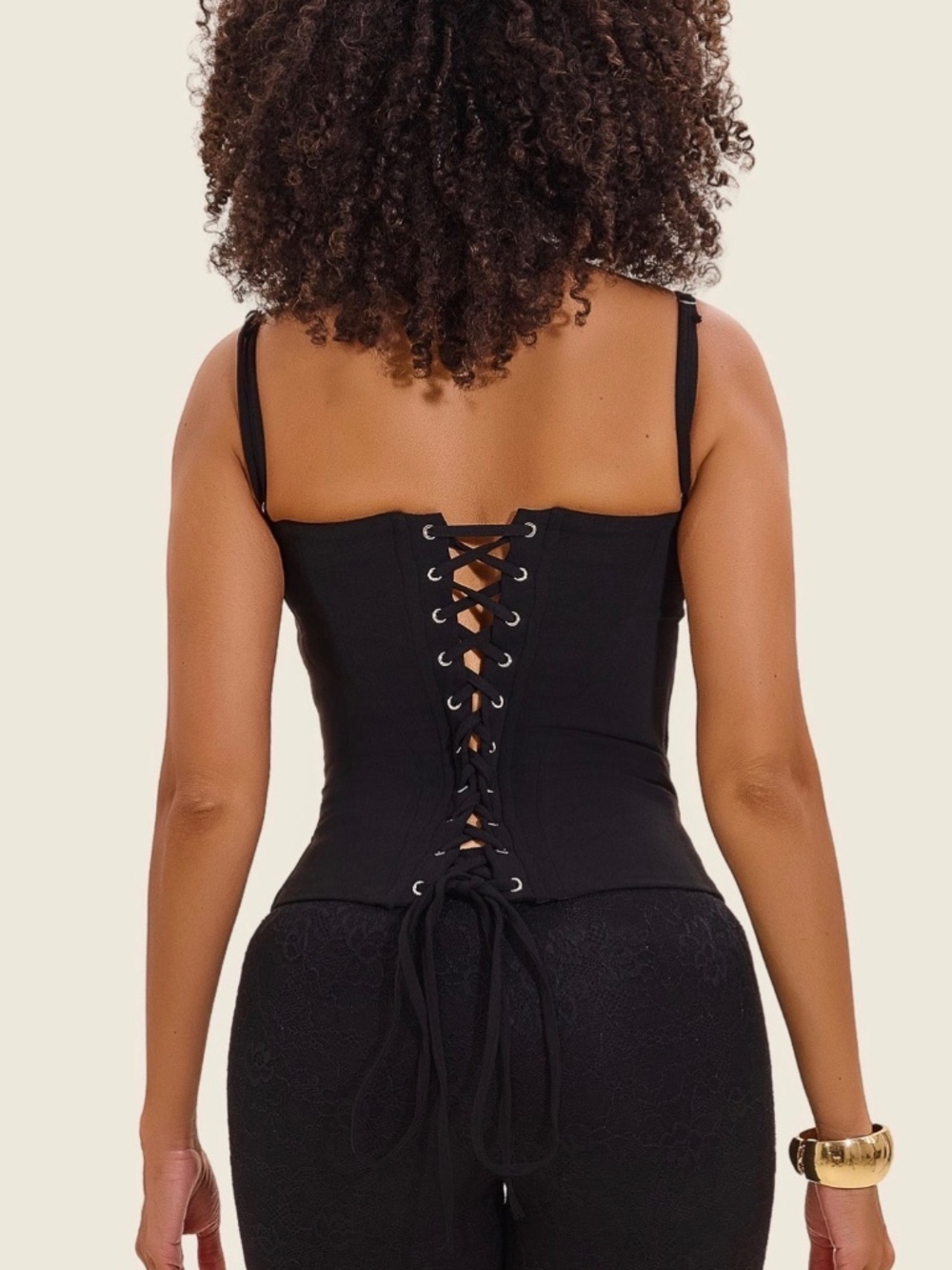 NWT Mars The Label Everly Lace Up Corset Top in Black.